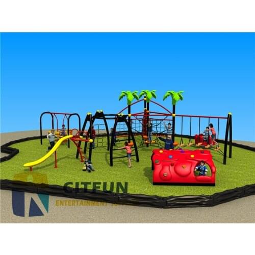 Naturally Playful Adventure Lodge Play Center Play Structure with Swing Set OP14-135E