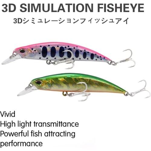 GOBYGO 1PCS 8CM 12G Fishing Lure 3D Eyes Double Hook Sinking Minnow Bait High Quality Pencil VIB Fishing Tackle Hard Bait