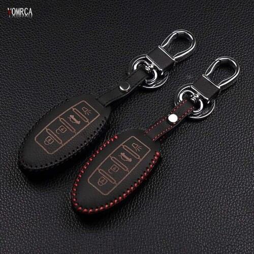 Leather Handle Key Cover Case for Nissan Infiniti Altima qashqai x-trail tiida almera juke note primera remote control 4 button