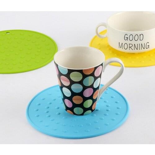 18CM Round Heat Resistant Silicone Mat Drink Cup Coasters Non-slip Pot Holder Table Placemat Kitchen Accessories 5pc/lot