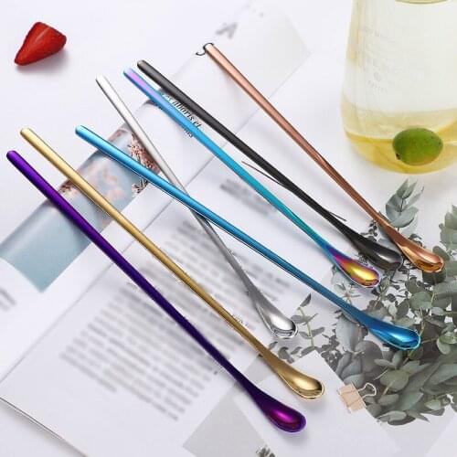 Stainless Steel Spoon Minimalis Thin Handle Stirring Rod Mixing Spoons Dessert Coffee Tea Honey Supplies Kitchen Tools Tableware