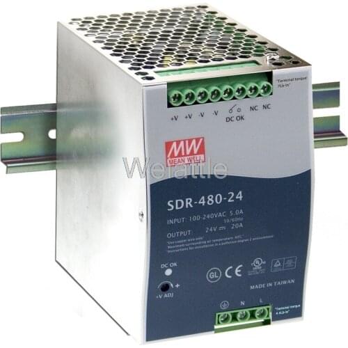 MEAN WELL original SDR-480-48 48V 10A meanwell SDR-480 48V 480W Single Output Industrial DIN RAIL with PFC Function