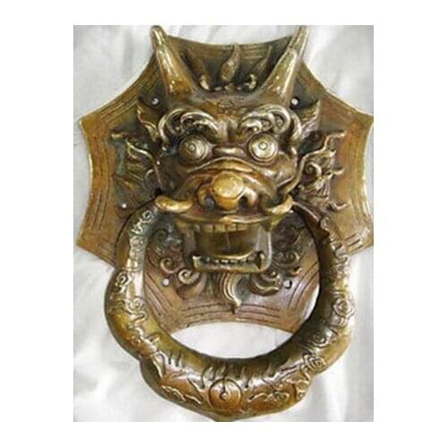 Copper Brass CHINESE crafts Asian Delicate Chinese Classical Door-knocker Mighty Dragon Statue Ring-pull