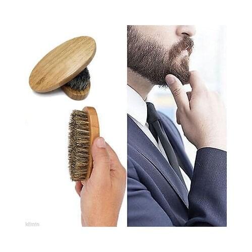 Fashion Men Natural Boar Bristle Beard Mustache Brush Wood Military Comb Grooming Tool Beard Brush