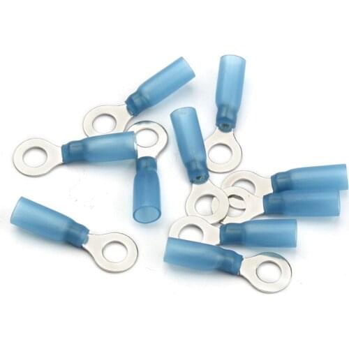 10pcs HRV2-6 Heat Shrink Blue Ring Connector Insulated Electrical Wire Butt Crimp Connector Terminals 14-12 AWG Kit