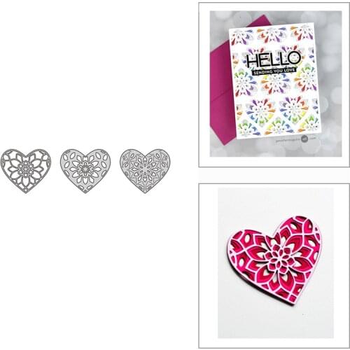 New 2021 Poinsettia Hearts Frame Metal Cutting Dies for DIY Scrapbooking and Card Making Decorative Embossing Craft No Stamps