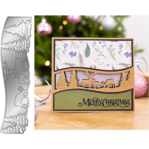 New Arrival Tree Deer Strip Background Metal Cutting Dies Craft Stencil for Scrapbooking Decor DIY Embossing Template Die Cut