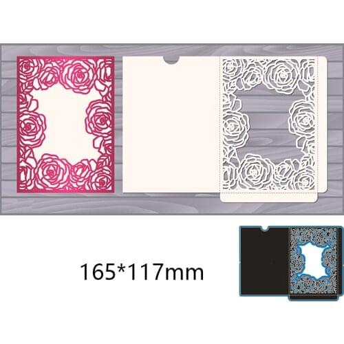 New Metal Cutting Dies Rose Hollow Lace Frame Stencils For DIY Scrapbooking Paper Cards Craft Making Craft Decoration 165*117mm