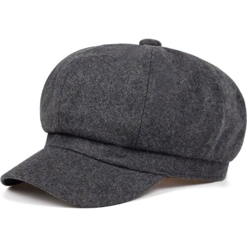 2019 solid color fashion beret autumn and winter outdoor windproof warm hat men and women universal wool hats hip hop wild cap