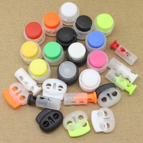 Wholesale 50Pcs/lot Multi-color plastic tightening buckle spring button elastic adjustment buckle shoe fixed rope button C178