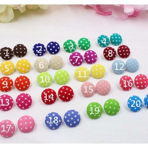 YJHSMY 20 Style 200 pcs mix/Lot 15mm Dot Fabric Covered Cloth Buttons, garment accessories,Diy BK077