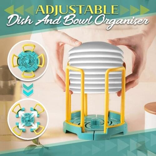 2021 Adjustable Dish And Bowl Organiser Bowl Storage Shelf Detachable Dish Drainer Shelf Plastic Dish Drain Holder Kitchen Tool