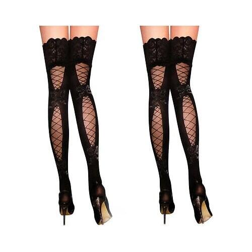 Sexy Lingerie Stockings Women Lady Sheer Lace Top Stay Up Thigh High Hold-ups Over The Knee Fishnet Stockings Pantyhose