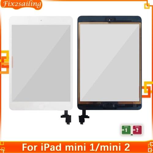 Glass Touch For iPadMini 1 Mini 2 Mini 3 A1489 A1490 A1491 Touch Screen Digitizer With IC Chip Connector Flex With Key