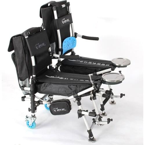 Folding fishing chair stool multi-function four feet can be Lift with wheels anti-swaying fishing chair Outdoor recliner chair