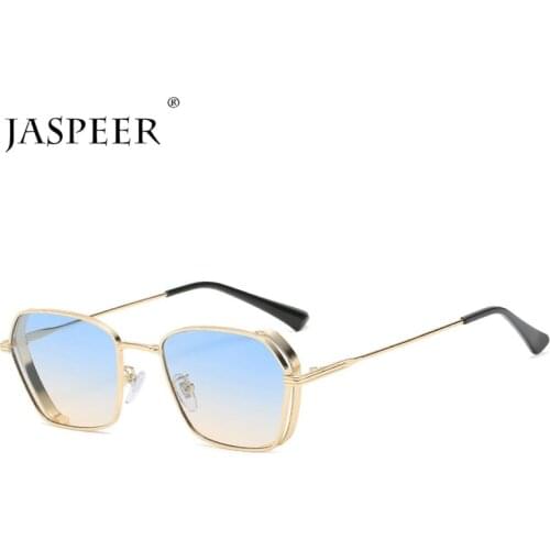 JASPEER Vintage Polygonal Sunglasses For Men Trendy 2021 Metal Sun Glasses for Women Gradient Shades UV400 Punk Summer Eyewear