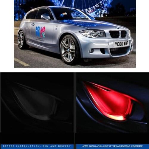 4pc CF style stickers on cars interior inside door handle atmosphere lamp for Bmw f48 F15 F85 F16 f86 e81 e87 f20 f21 e88 e82