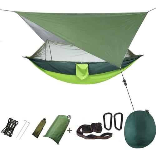Outdoors Hammock Double Bug Net Camping Hammock Parachute Nylon Camping Outdoor Hammocks Tent with Waterproof Rainfly Tarp