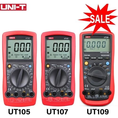 UNI-T UT105 UT107 UT109 Handheld Automotive Multipurpose Meters Input ProtectionAC DC Diode Test Manual Range Multimeters