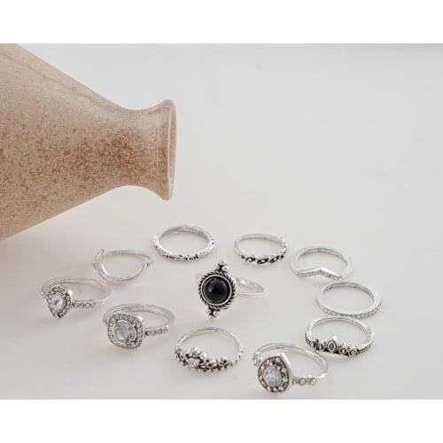 11pcs Vintage Ring for Womens Gothic Steampunk Heart cz Butterfly Punk Ring Sets Party Jewelry Luxury Jewelry Sale