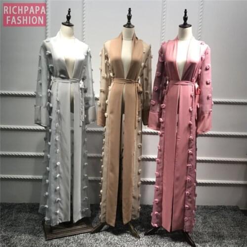 Plus Size Blusas Mujer De Moda 2019 Abaya Muslim Women Long Lace Mesh Maxi Kimono Cardigan Blouse Ropa Turkish Islamic Clothing