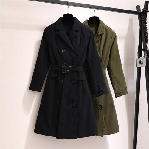 Women Autumn Long Sleeve Long Trench Coat Double Breasted Female Windbreaker Casual Outwear Sashes Femme Overcoat Large Size 6XL