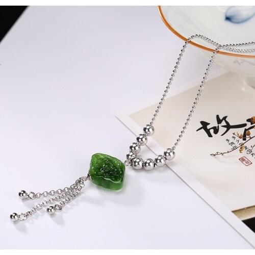 Natural Gemstone Necklaces & Pendants For Lady Women 925 Silver Long Chain Necklace Chokers Jewelry bijoux femme