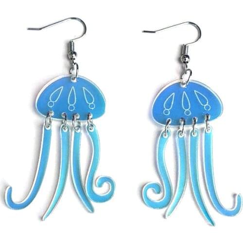 Aesthetic Harajuku Jellyfish Earrings for Women Octopus Vintage Tassel Earrings Statement Dangle Y2K Jewelry 90s Change Color