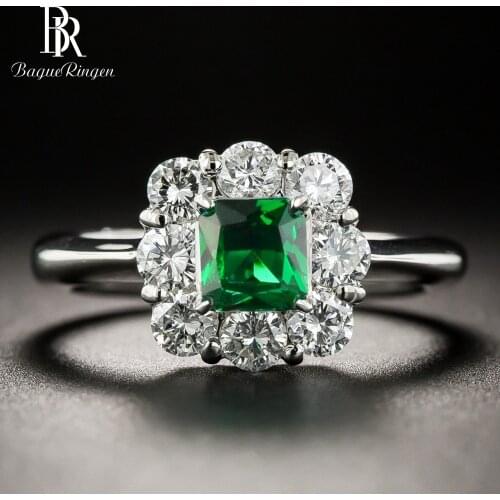 Bague Ringen Vintage Women Silver 925 Jewelry Emerald Rings Green Gemstone Wedding Anniversary Fine Jewelry Ring Wholesale Gifts
