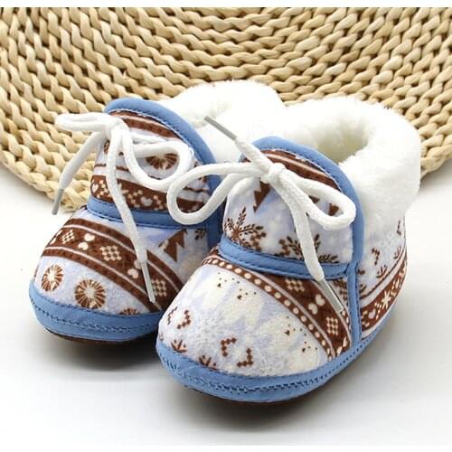 Winter Baby Plush Shoes Soft Printed Warm Infant Boy Girl Toddler Shoes Anti-slip Shoes Sole Crib Shoes Walkers