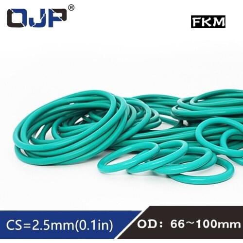 1PC Fluorine rubber Ring Green FKM O ring Seal OD66/70/74/75/78/80/85/90/95/100*2.5mm fkm Rubber O-Ring Oil Ring Gaskets Washer