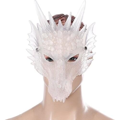 2020 4D Blue Dragon Mask Half Face Mask Halloween Costume Party Decorations Soft Cosplay Scared Halloween Mask For Kids Teens