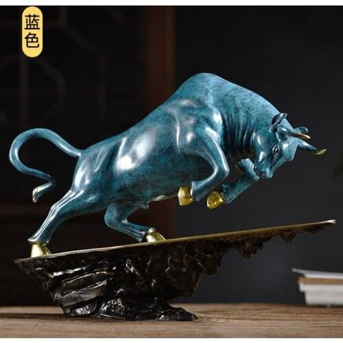 2021 good luck home OFFICE BAR CLUB Business Stock market finance Mascot bring wealth money LUCK bronze lightning BULL statue