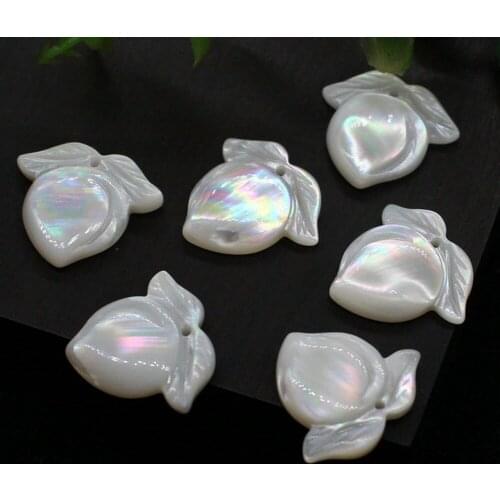 30pcs/lot 16x18mm Natural Peach Cut Mother of Pearl shell for DIY Jewelry Natural Fruit Peach Pearl shell Beads