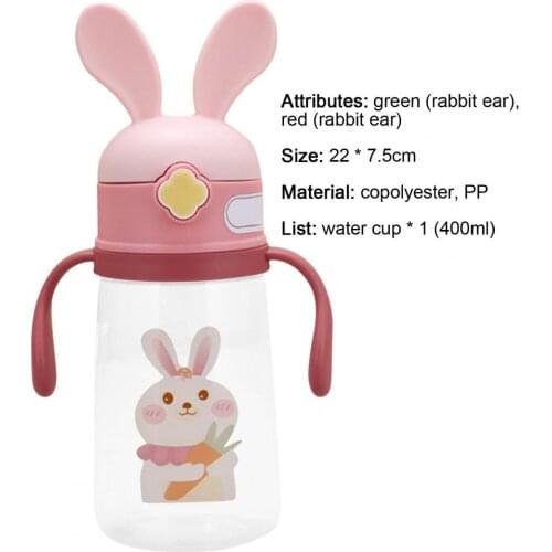 400ml Straw Bottle Lovely Design Easy to Carry Food Grade Materials Children Cartoon Water Bottle for Camping