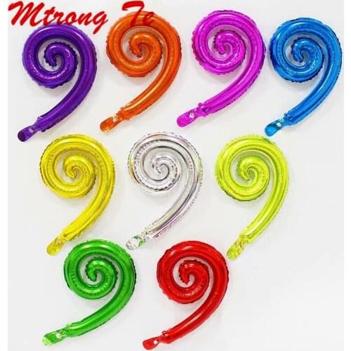 50pcs Colorful Spiral Wave Curve Foil Balloons Family Birthday Party Wedding Decoration Wall Stickers Inflatable Toys Air Globos