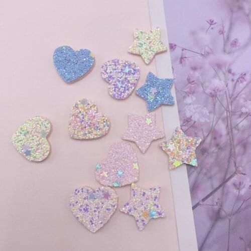 50pcs/lot 2cm DIY shiny Candy color star padded Patches Appliques for DIY Children Hair Clip Accessories