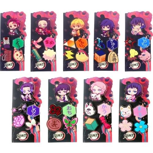20Pcs/Lot Anime Demon Slayer Brooch Pins Kimetsu No Yaiba Kamado Tanjirou Cosplay Prop Brooch for Lapel Bag Jewelry Gift