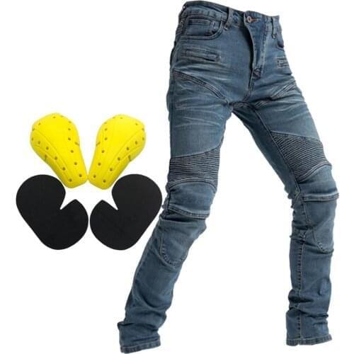 Motorcycle Pants Moto Jeans Pant Zipper Protective Gear Riding Cycling Motorbike Trousers Motocross Knee Protection Pocket Pant