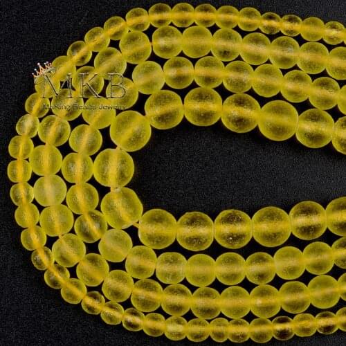 6 8 10mm Matte Yellow Glass Crystal Round Stone Beads For Jewelry Making Diy Beads Charms Bracelet Necklace Accessories 15"