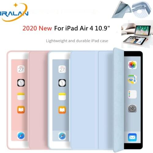 For iPad Air 2020 Case 10.9 inch Soft Tri-Fold Silicone Leather Stand Protective Tablet Cover For Funda iPad Air 4 Case Coque