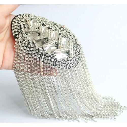 Handmade Rhinestone Epaulette Jewelry Epaulet Shoulder Charreteras Clothing Accessories Suit Decoration Brooches Broches Brosche