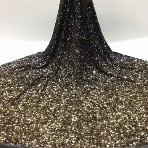 French Sequins Net Lace Fabric 2020 African Tulle Lace Fabric High Quality Nigerian Sequin Lace Embroidered lace Wedding r17-90