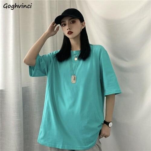 T-shirts Women Basic Solid High Street Korean Style Harajuku Hip Hop Punk Simple Design Fashionable Outerwear Chic High Quality
