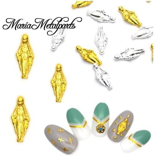 50pcs/pack Japan Korea New Nail Art Alloy Gold Silver Jesus Metal Jewellry Accessories Collection for Women Nail Polish DIY