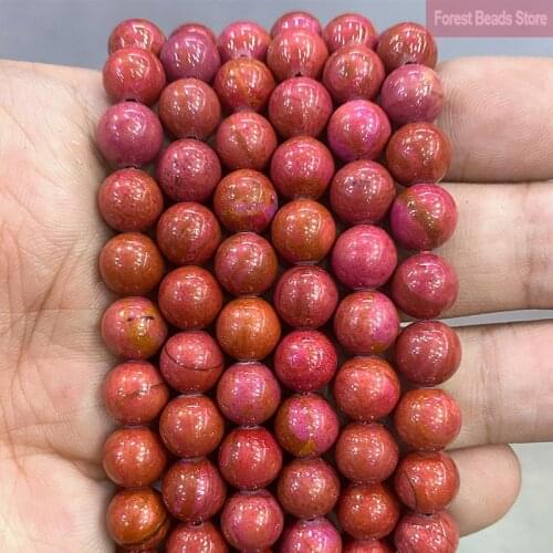 Red Malachite Jaspers Round Loose Beads for Jewelry Making Natural Stone DIY Necklace Bracelet Accessories 15'' 4/6/8/10/12mm