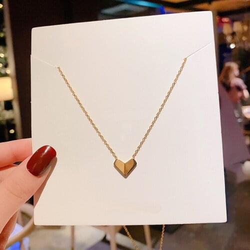 Minimalist Titanium Steel Heart Choker Necklace Japanese Fashion Simple Elegant Women Necklaces Gifts