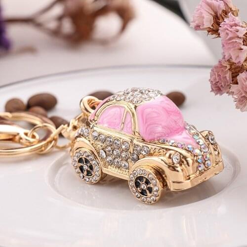Fashion Colorful Keychain Cute Gold Color Pendant Bag Car Key Chains Keyring With Buckle Accessories