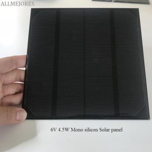 ALLMEJORES Solar panel 4.5W 6V mono silicon perfect quality monocrystalline PV cell module for DIY solar charger