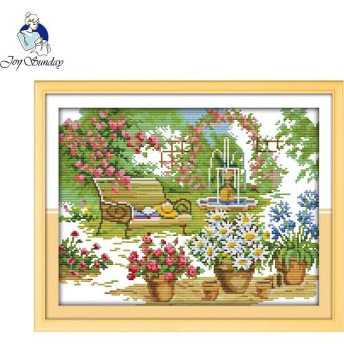 Joy Sunday The beautiful garden painting counted print on canvas 11CT 14CT chinese Cross Stitch kits embroidery needlework Set